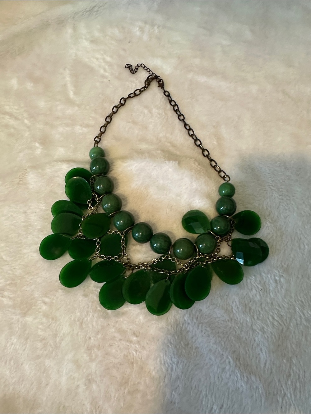 Vintage Green Statement Bib Necklace - Women Jewelry - Picture 2 of 2